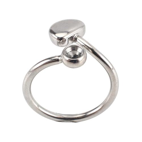 Anello in acciaio inossidabile con montatura per dito, 304 acciaio inox, DIY & regolabile, colore originale, size 24x22x15mm, ring inner diameter: 17.5mm, rhinestones setting: 4mm, Venduto da PC