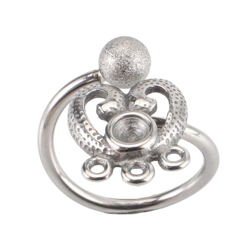 Anello in acciaio inossidabile con montatura per dito, 316 acciaio inox, DIY, colore originale, size 24x22x21mm, ring inner diameter: 17.5mm, rhinestones setting: 4mm, Venduto da PC