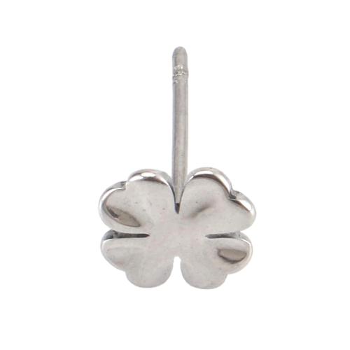 Nerezová ocel náušnice, 304 Stainless Steel, Four Leaf Clover, pro ženy, Původní barva, 13x7x7mm, Prodáno By Pair