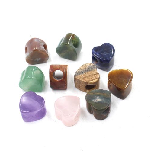 Gemstone Large Hole Bead Heart polished DIY Sold By PC