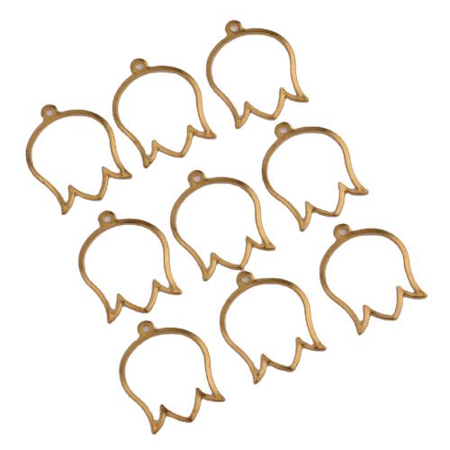 Brass Korut Riipukset, Messinki, Kukka, tee-se-itse & ontto, alkuperäinen väri, 22x18x0.80mm, Reikä:N. 1.5mm, Myymät PC