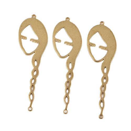 Brass Korut Riipukset, Messinki, Kasvot, tee-se-itse & ontto, alkuperäinen väri, 53x15x1mm, Myymät PC
