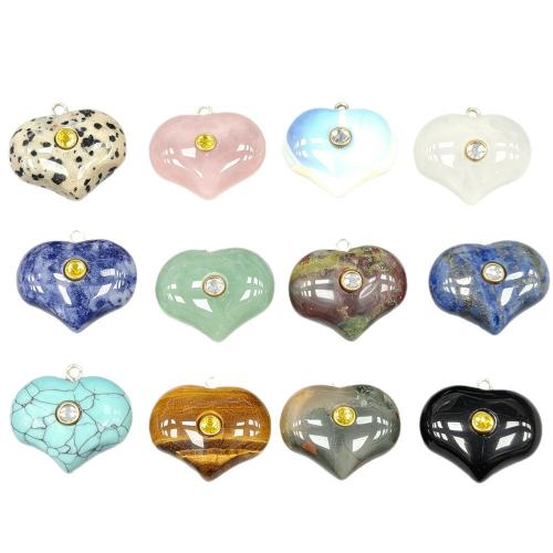 Gemstone Jewelry Pendants Heart polished DIY & with rhinestone Sold By PC
