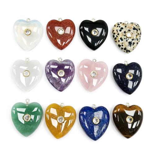 Gioielli ciondoli con gemme, pietra preziosa, with 304 acciaio inox, Cuore, DIY & materiali diversi per la scelta & Micro spianare cubic zirconia, 33x30x10mm, Venduto da PC