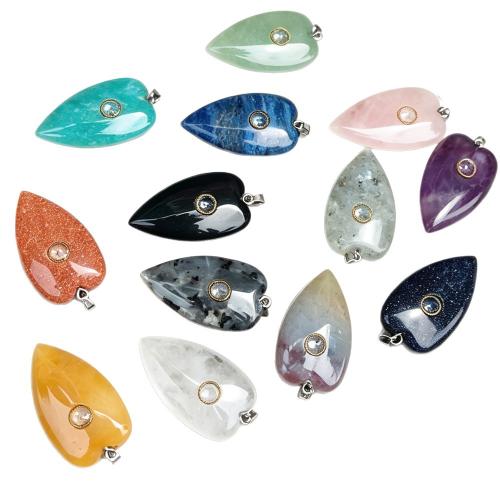 Gioielli ciondoli con gemme, pietra preziosa, with 304 acciaio inox, Cuore, DIY & materiali diversi per la scelta & con strass, 23x40x10mm, Venduto da PC