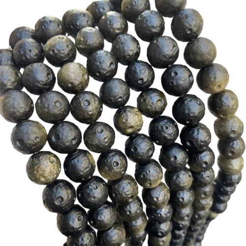 Natural Black Obsidian Beads Round DIY Sold By Strand