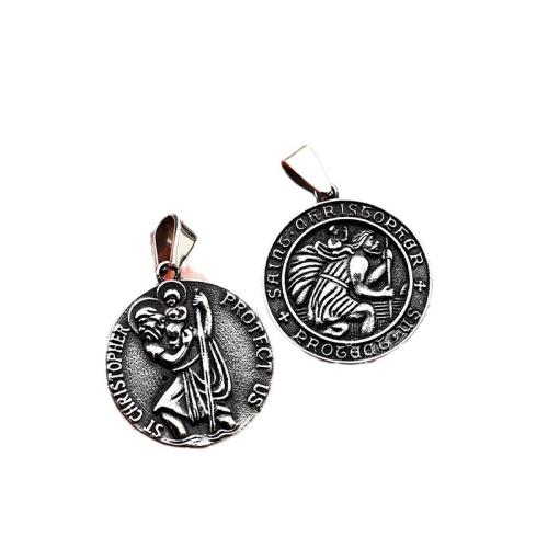 Pendentifs en titane, Acier titane, Plat rond, poli, Vintage & DIY & modèles différents pour le choix, couleur originale, 25.50x36.10mm, Vendu par PC