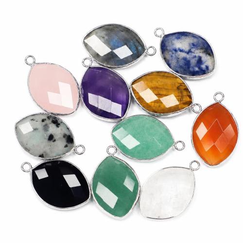 Bijoux Pendentifs en pierres gemmes, pierre gemme, oeil de cheval, Placage de couleur argentée, DIY & différents matériaux pour le choix & facettes, 30x19x7mm, Vendu par PC