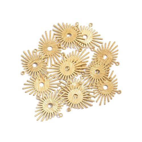 Connector Brass Κοσμήματα, Ορείχαλκος, Ήλιος, DIY & βουρτσισμένο, αρχικό χρώμα, 20.40x24x0.60mm, Τρύπα:Περίπου 1.2mm, Sold Με PC