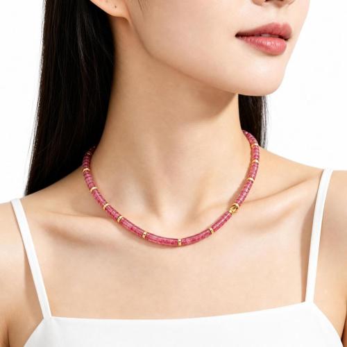 Edelsteen Halsketting, met Zinc Alloy, met 5cm extender keten, handgemaakt, verschillende materialen voor de keuze & voor vrouw, Lengte Ca 40 cm, Verkocht door PC