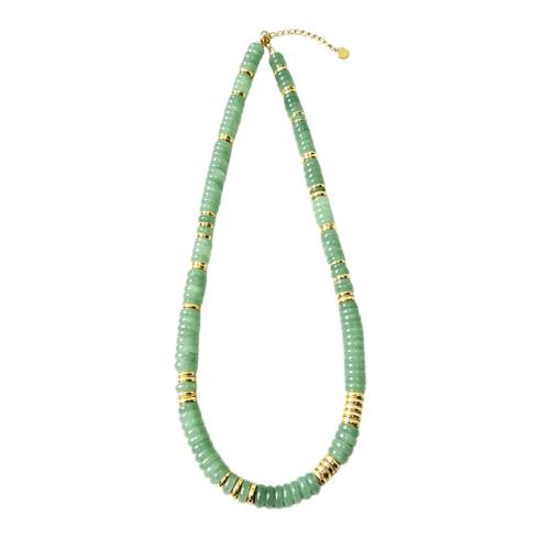 Edelsteen Halsketting, met 304 roestvrij staal, met 5cm extender keten, verschillende materialen voor de keuze & voor vrouw, Lengte Ca 42 cm, Verkocht door PC