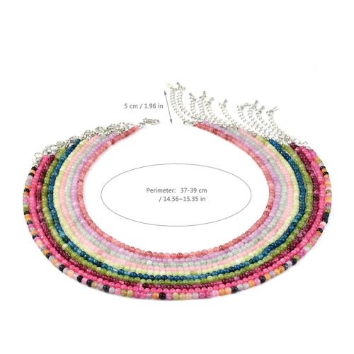 Edelsteen Halsketting, met Titanium Staal, met 5cm extender keten, verschillende materialen voor de keuze & voor vrouw, Lengte Ca 37-39 cm, Verkocht door PC