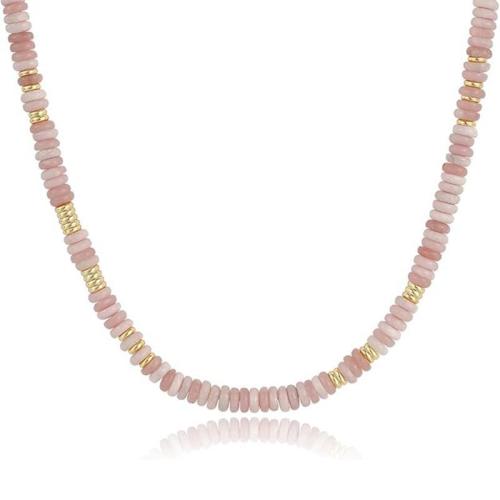 Edelsteen Halsketting, met 304 roestvrij staal, Abacus, handgemaakt, Bohemien stijl & voor vrouw, meer kleuren voor de keuze, beads size 6mm, Lengte Ca 40 cm, Verkocht door PC