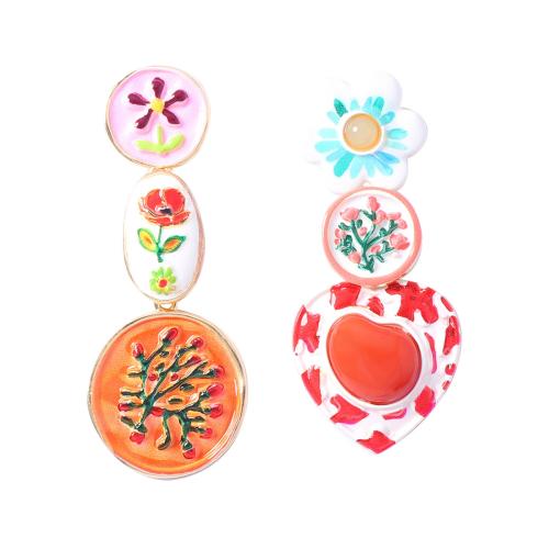 Zinc Alloy Asymmetric Earrings plated for woman & enamel Approx 4mm Sold By Pair
