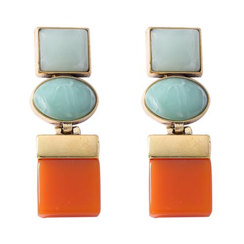 Resin Drop Earring with Zinc Alloy plated vintage & for woman Sold By Pair