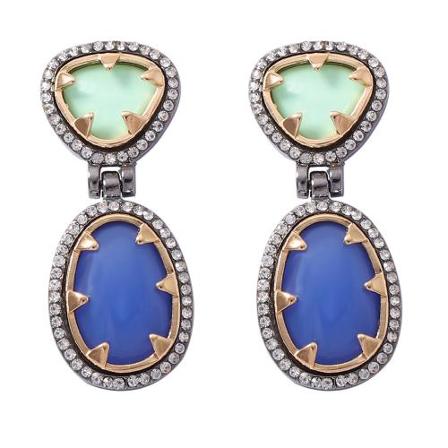 Resin Drop Earring with Zinc Alloy Geometrical Pattern plated vintage & for woman & with rhinestone Sold By Pair