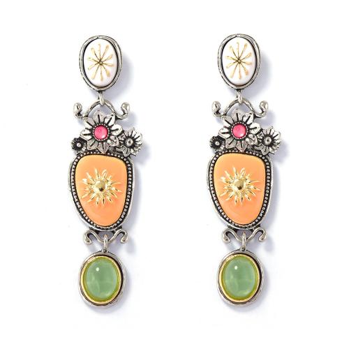 Zinc Alloy Drop Earring with Resin plated vintage & for woman & enamel Sold By Pair