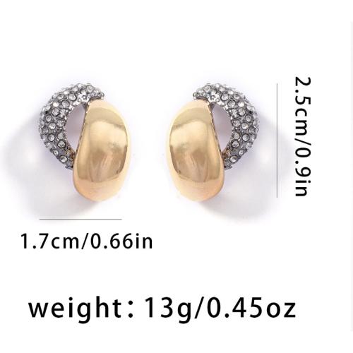 Zinc Alloy Stud Earring plated for woman & with rhinestone Sold By Pair