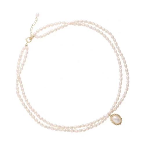 Sárgaréz Nyaklánc, -val Műanyag Pearl, -val 6cm extender lánc, arany színű aranyozott, Vintage & a nő, Hossz Kb 40 cm, Által értékesített PC