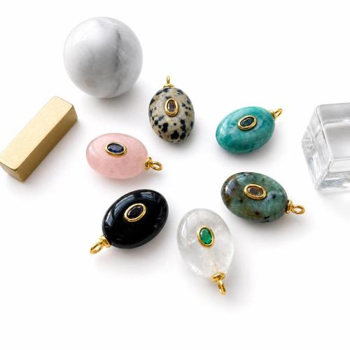 Gemstone Jewelry Pendants Oval DIY & with rhinestone 25mm Sold By PC