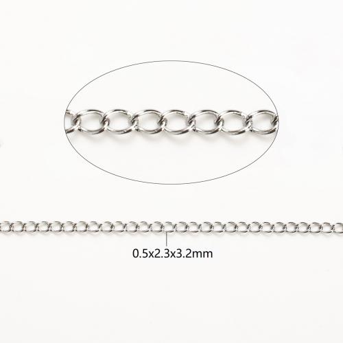 Cadena Oval de acero inoxidable, acero inoxidable 316, Bricolaje, color original, 0.50x2.30x3.20mm, 100m/Grupo, Vendido por Grupo