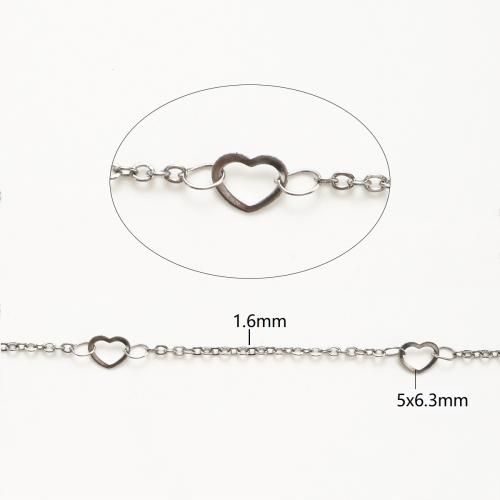 Stainless Steel Jewelry Chains 304 Stainless Steel Heart DIY original color Sold By Lot