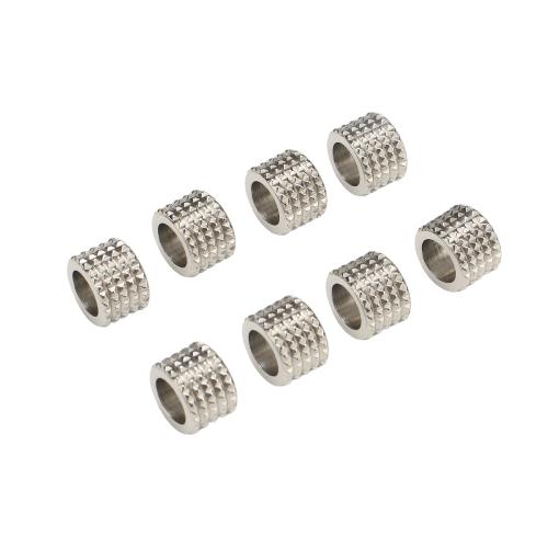 Ruostumaton teräs suuri aukko helmet, 201 Stainless Steel, tee-se-itse, alkuperäinen väri, 10x7mm, Reikä:N. 6.3mm, Myymät PC