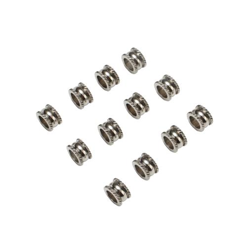 Ruostumaton teräs suuri aukko helmet, 201 Stainless Steel, tee-se-itse, alkuperäinen väri, 8x5mm, Reikä:N. 5.4mm, Myymät PC
