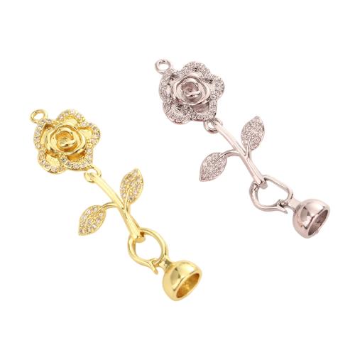 Cierres de Metal para Joyería, Flor, chapado, Bricolaje & micro arcilla de zirconia cúbica, más colores para la opción, 42mm, agujero:aproximado 1.5mm, diámetro interior:aproximado 5mm, Vendido por UD