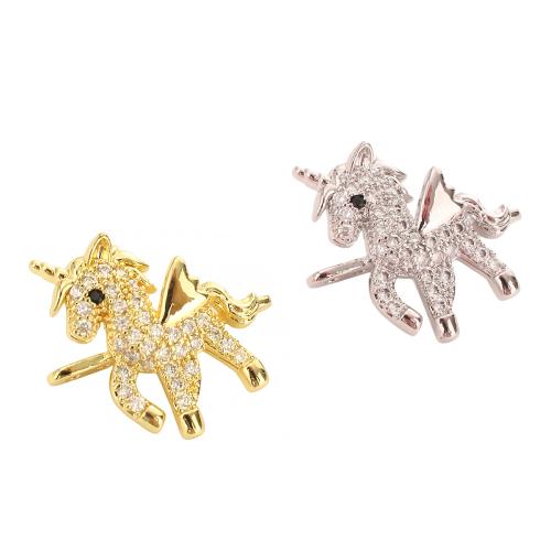 Cierres de Metal para Joyería, Unicornio, chapado, Bricolaje & micro arcilla de zirconia cúbica, más colores para la opción, 23mm, agujero:aproximado 1mm, Vendido por UD