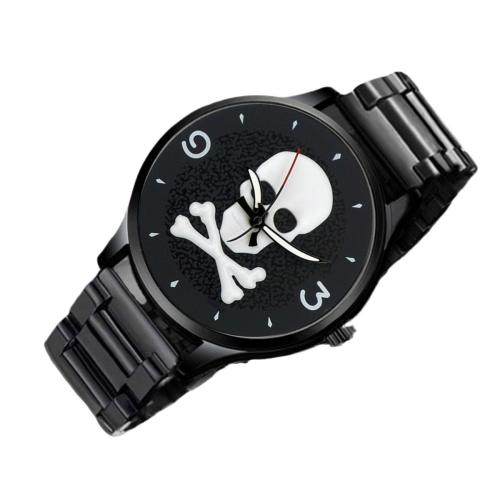 Zinc Alloy Bekijk Armband, Ronde, plated, Chinese beweging & met schedel patroon & voor de mens, zwart, 180x44mm, Verkocht door PC