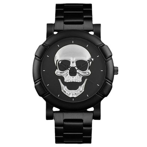 Zinc Alloy Bekijk Armband, met PU & Glas, plated, met schedel patroon & voor de mens, meer kleuren voor de keuze, dial size 40x12mm, Verkocht door PC
