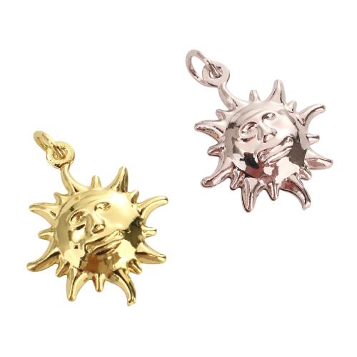 Colgantes de la joyería de cobre amarillo, metal, sol, chapado, Bricolaje, más colores para la opción, 20x17.20x5.80mm, agujero:aproximado 3.5mm, Vendido por UD