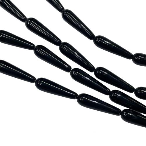 Φυσικά Χάντρες μαύρο Agate, Μαύρο Agate, Teardrop, DIY & λείος, 8x30mm, Sold Per Περίπου 38 cm Strand