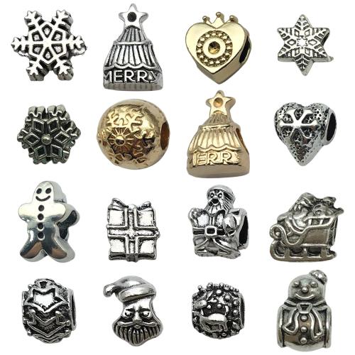European Christmas Beads Zinc Alloy Snowflake plated Christmas Design & DIY Sold By PC