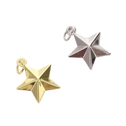 Monili d'ottone Ciondoli, ottone, Stella, placcato, DIY, nessuno, 19x15x6mm, Foro:Appross. 3.5mm, Venduto da PC