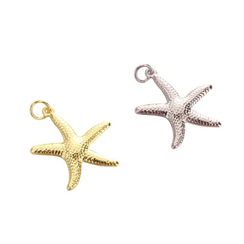 Monili d'ottone Ciondoli, ottone, Stella Marina, placcato, DIY, nessuno, 22x20x2.50mm, Foro:Appross. 3.5mm, Venduto da PC
