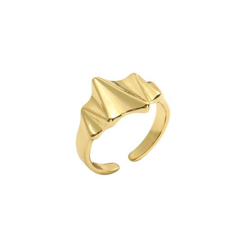 Messing Cuff fingerring, ægte forgyldt, mode smykker & for kvinde, Indvendig diameter:Ca. 17.5mm, Solgt af PC