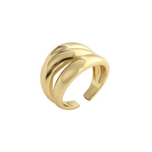 Messing Cuff fingerring, ægte forgyldt, mode smykker & for kvinde, 22x15.50mm, Indvendig diameter:Ca. 18mm, Solgt af PC
