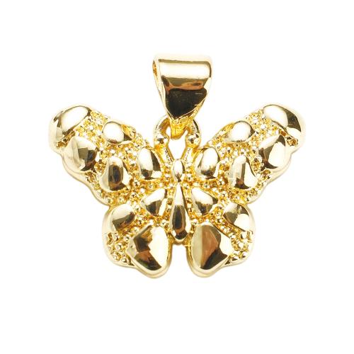 Colgantes de la joyería de cobre amarillo, metal, Mariposa, chapado en oro real, Bricolaje, 13x20x3mm, agujero:aproximado 7x5mm, Vendido por UD