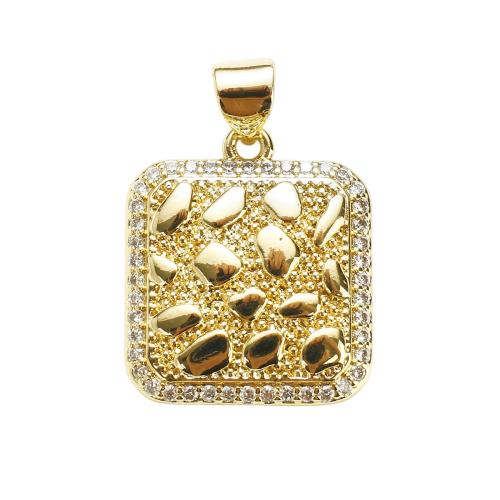 Cúbicos Circonia Colgante Latón Micro pavimenta, metal, Cuadrado, chapado en oro real, Bricolaje & micro arcilla de zirconia cúbica, 16x16x3mm, agujero:aproximado 7x5mm, Vendido por UD