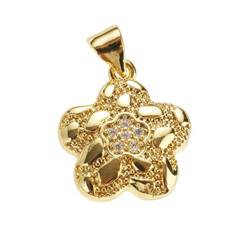 Cilindrata Zircone micro pavimenta il pendente di ottone, Stella, placcato oro vero, DIY & Micro spianare cubic zirconia, 16x16x3mm, Foro:Appross. 7x5mm, Venduto da PC