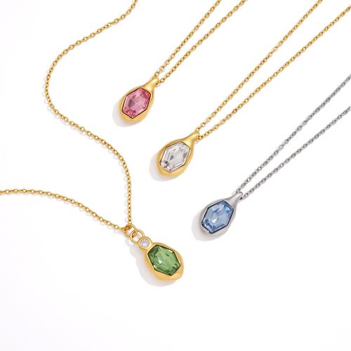 304ステンレススチール ネックレス, とともに ガラス, ファッションジュエリー & 女性用, 無色, 売り手 パソコン