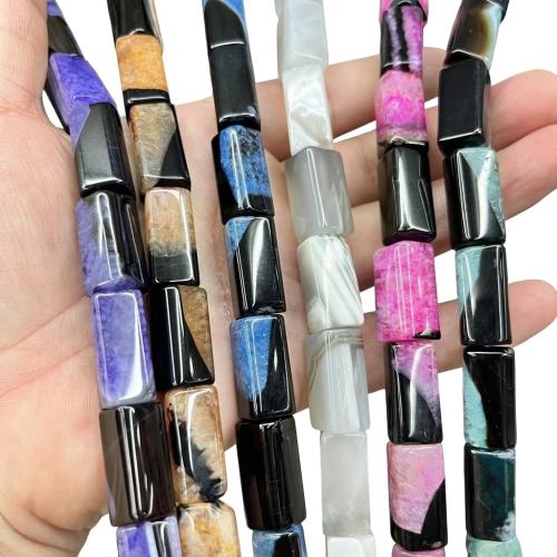 Abalorios de Gemas, Ágata, con Cuarzo natural, Rectángular, Bricolaje & lisa, más colores para la opción, 10x20mm, aproximado 20PCs/Sarta, Vendido por Sarta