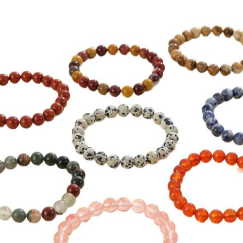 Piedras preciosas Pulsera, Esférico, pulido, diferentes materiales para la opción & unisexo, 8mm, longitud aproximado 7 Inch, Vendido por UD