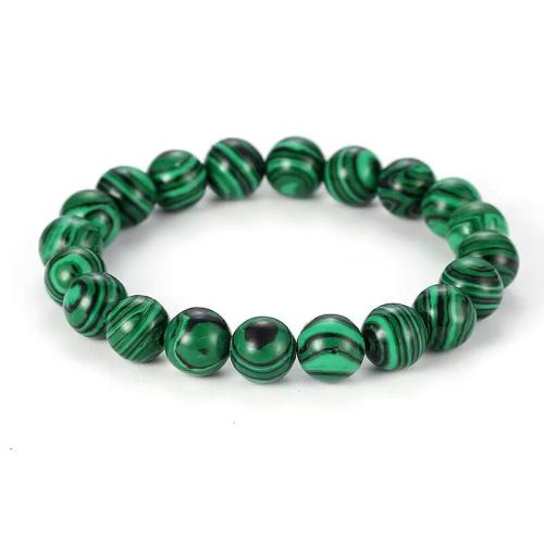 Malachite Bracelet Round polished Unisex Length Approx 7 Inch Sold By PC
