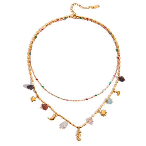 304 acciaio inox collana, with perla in plastica, placcato color oro, per la donna & con strass, Venduto da PC