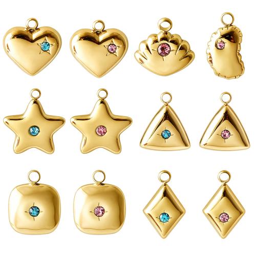 Stainless Steel Pendants 304 Stainless Steel Starfish Vacuum Ion Plating DIY & with rhinestone Sold By PC
