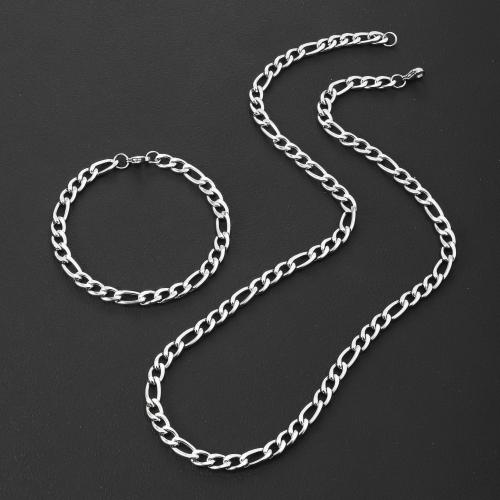 304 Stainless Steel Bracelet and Necklace Unisex bracelet length 21cm necklace length 60cm Sold By Set