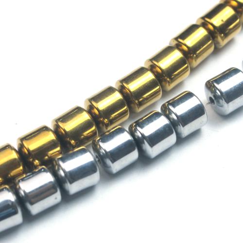 Nem mágneses hematit gyöngyök, Drum, galvanizált, DIY & különböző méretű a választás, több színt a választás, Által értékesített Strand